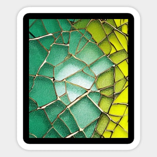 With pattern yellow & green, broken glass pattern, abstract Sticker